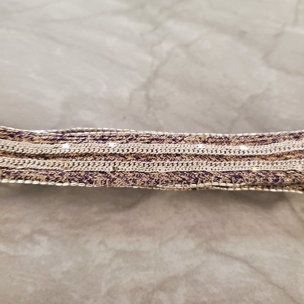✨ Stella and Dot Ribbon Fabric Chain Statement Choker Necklace ✨ - Picture 2 of 15